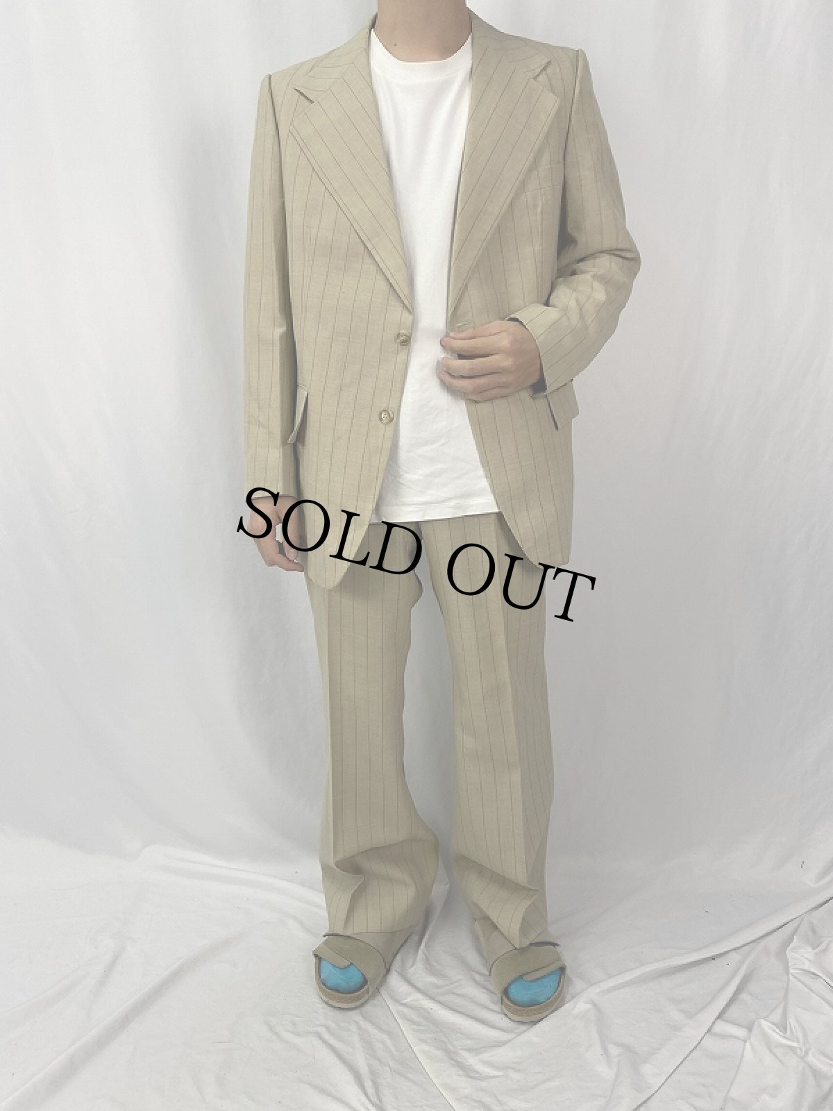 画像2: 70's Yves Saint-Laurent FRANCE製 ストライプ柄 テーラードジャケット&スラックス SETUP (2)