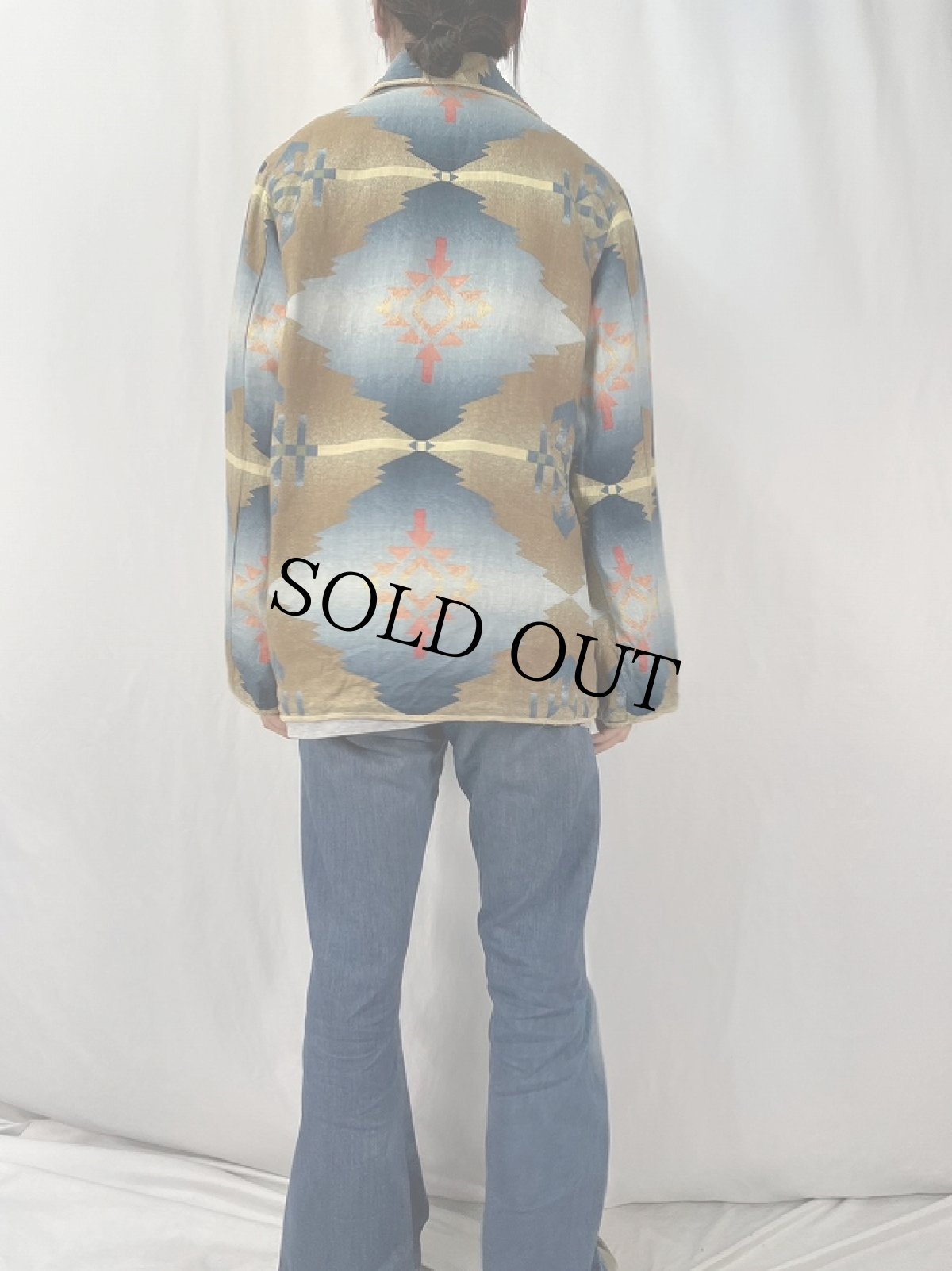 画像4: 90's JONES NEW YORK ネイティブ柄 リネンガウン L (4)