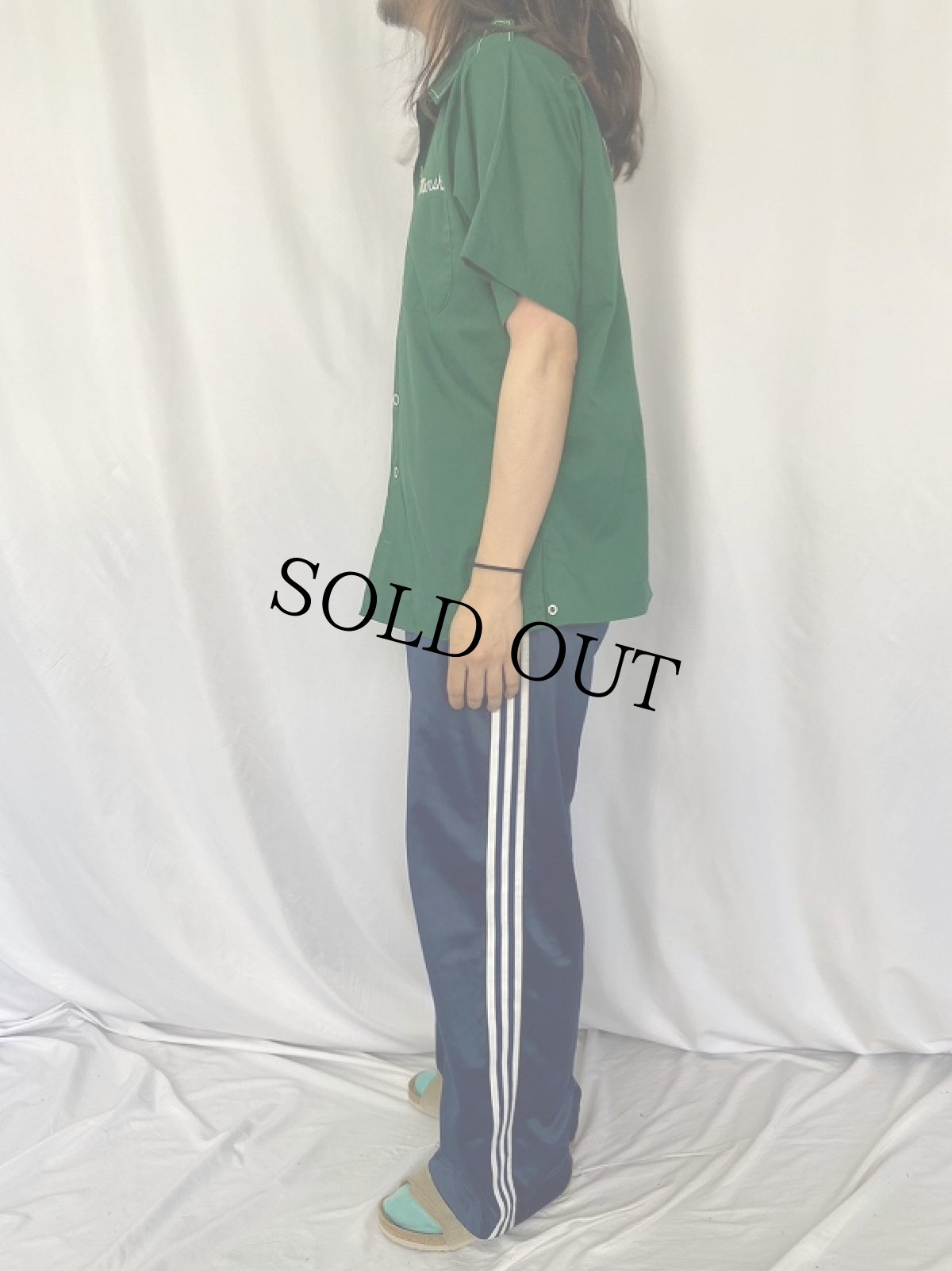 画像4: 70's King Louie "Ostrander Drug" チェーン刺繍 エポレット付き ボーリングシャツ L (4)