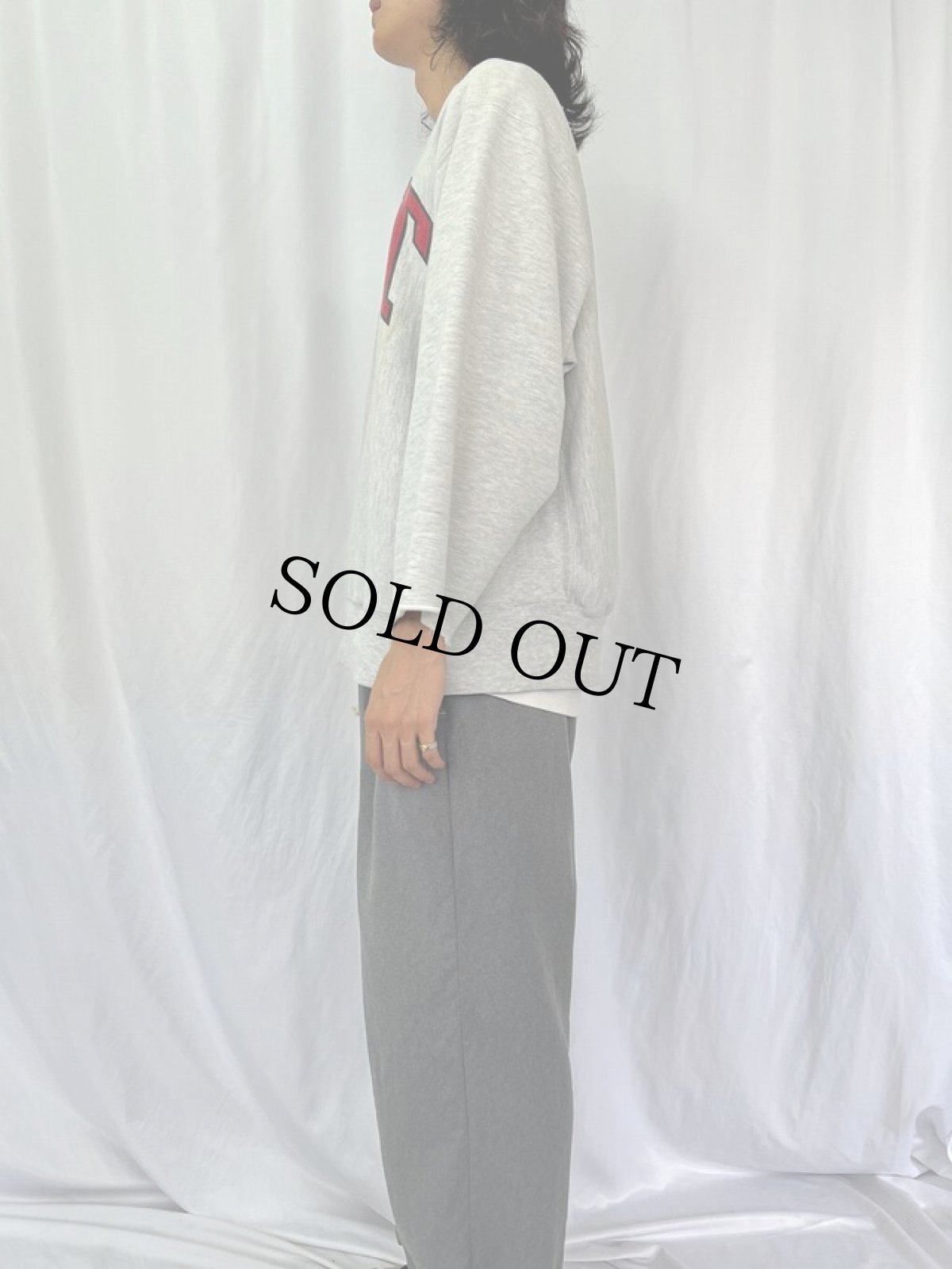 画像3: 80's Champion REVERSE WEAVE トリコタグ USA製 "MIT" カットオフ 染み込みプリントスウェット XL (3)