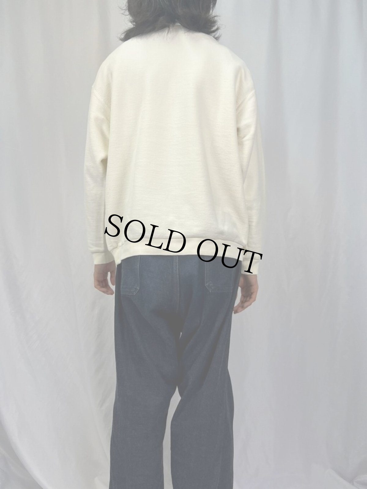 画像4: 90's LANDS' END USA製 前V 鹿の子スウェット L (4)