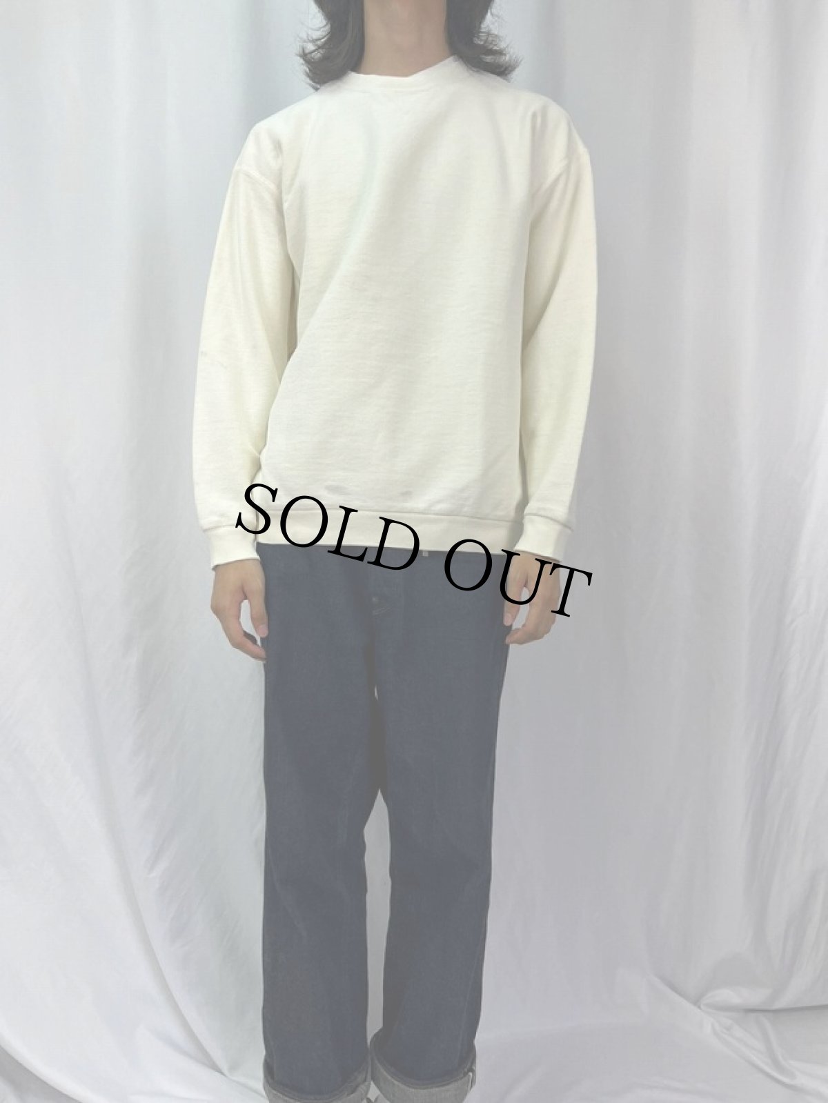 画像2: 90's LANDS' END USA製 前V 鹿の子スウェット L (2)