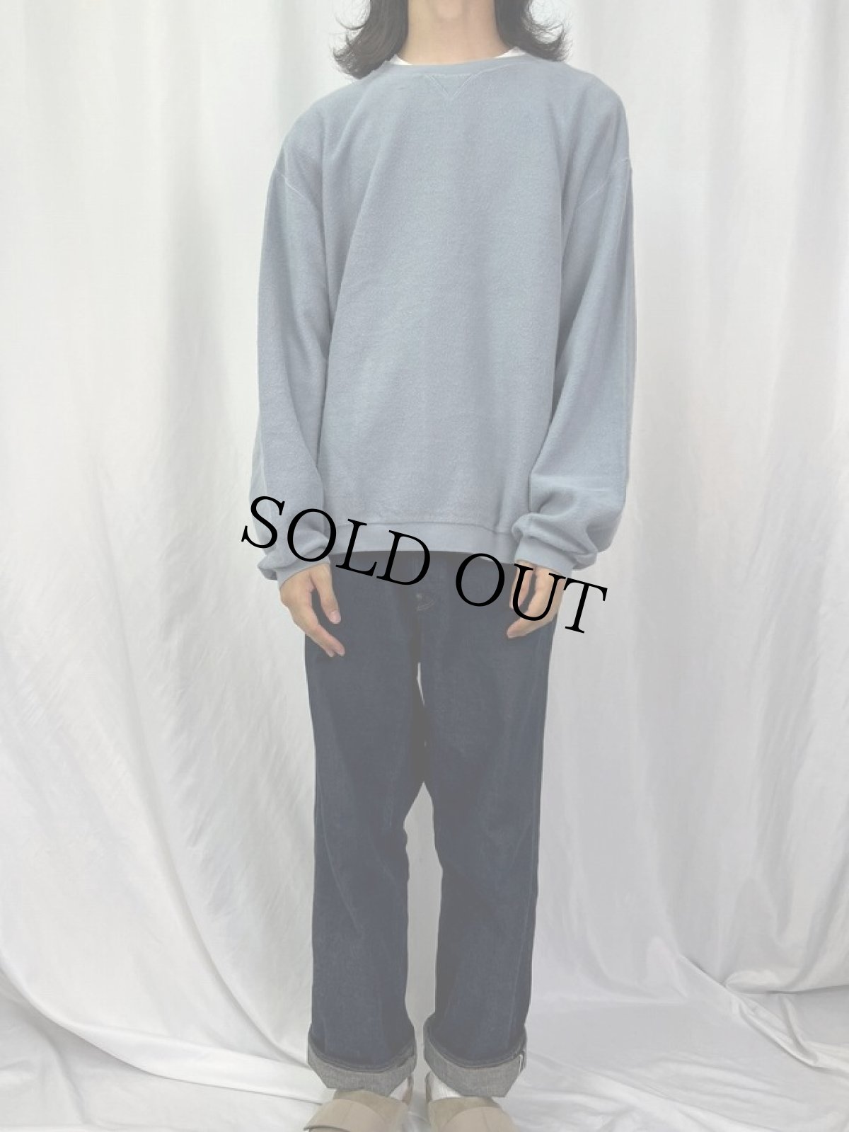 画像2: LANDS' END 前V 鹿の子スウェット XL (2)