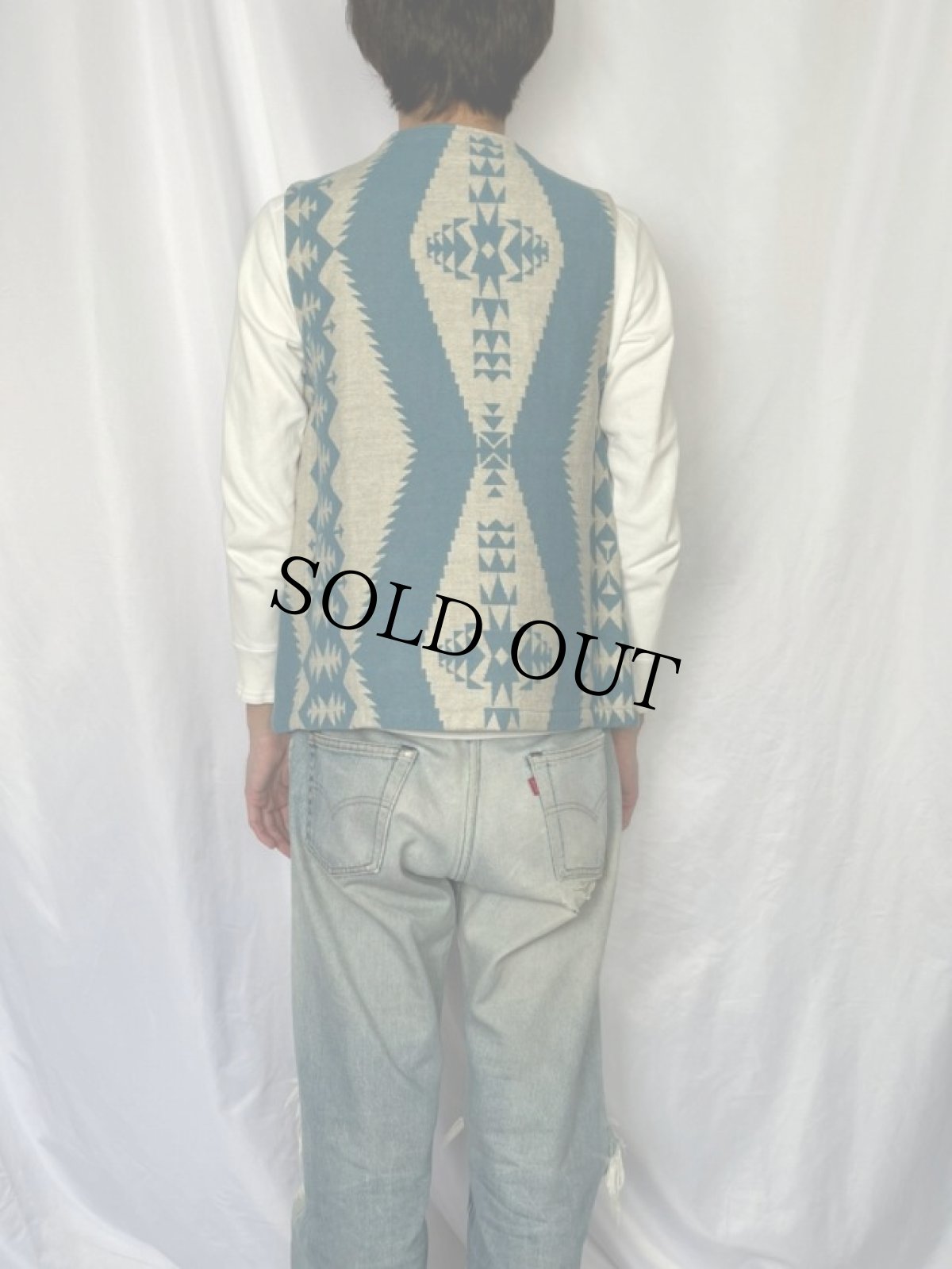 画像4: KAPITAL ネイティブ柄 ウール×リネンベスト M (4)