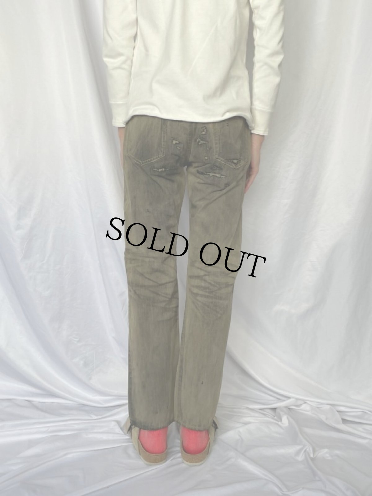 画像4: KAPITAL ボロ加工 デニムパンツ W28 (4)