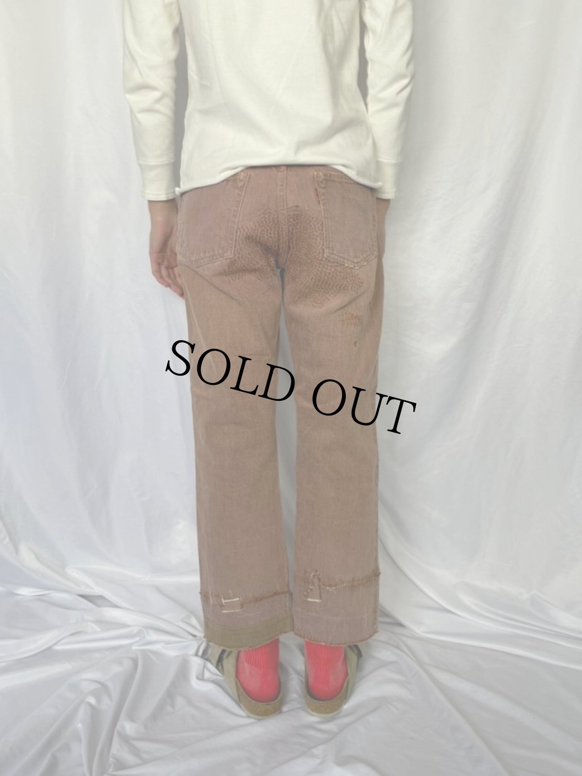 画像4: KAPITAL KOUNTRY 刺し子×パッチワーク カラーデニムパンツ W29 (4)