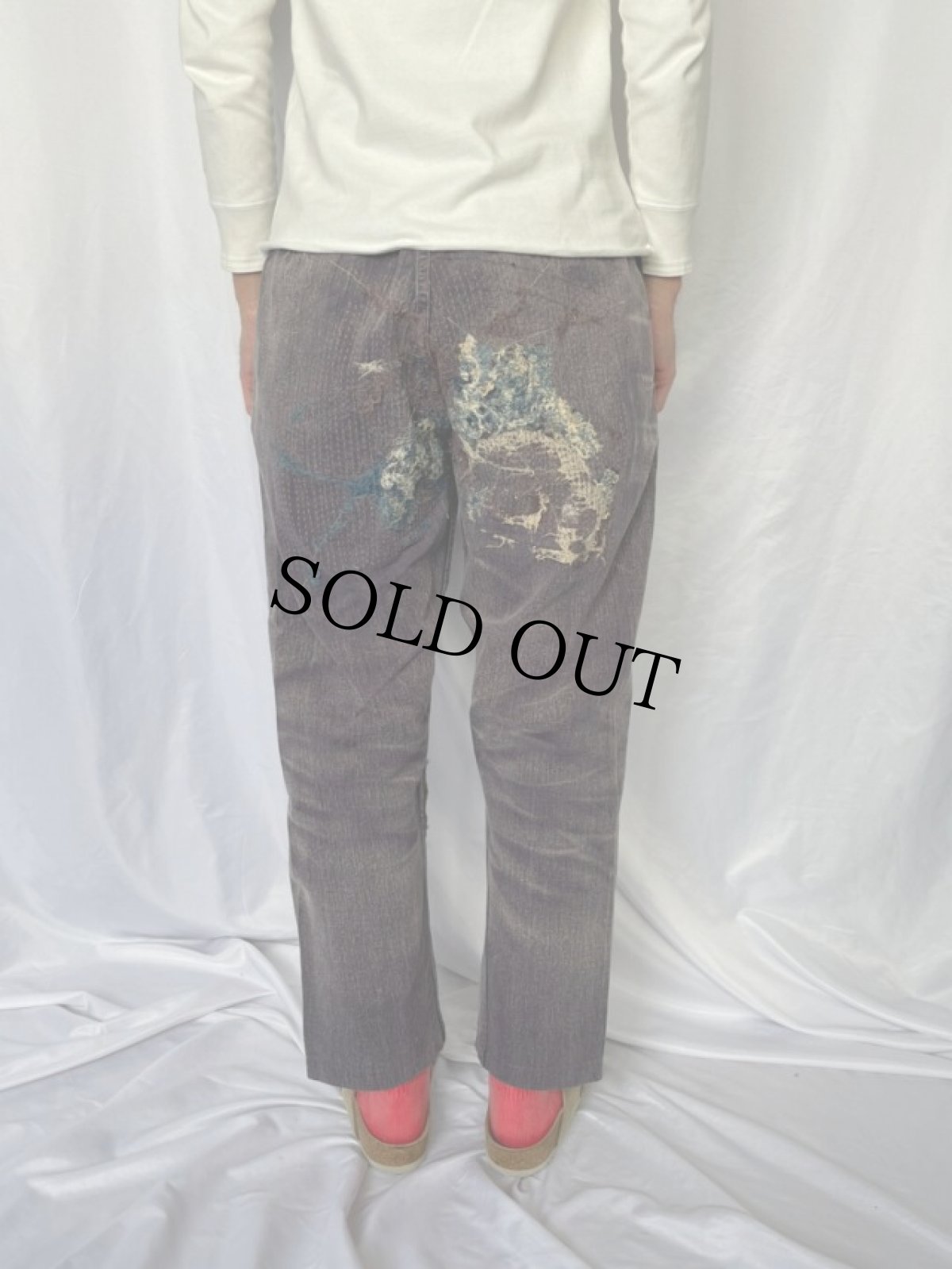 画像4: KAPITAL 刺し子 ボロ加工デニムパンツ W29 (4)