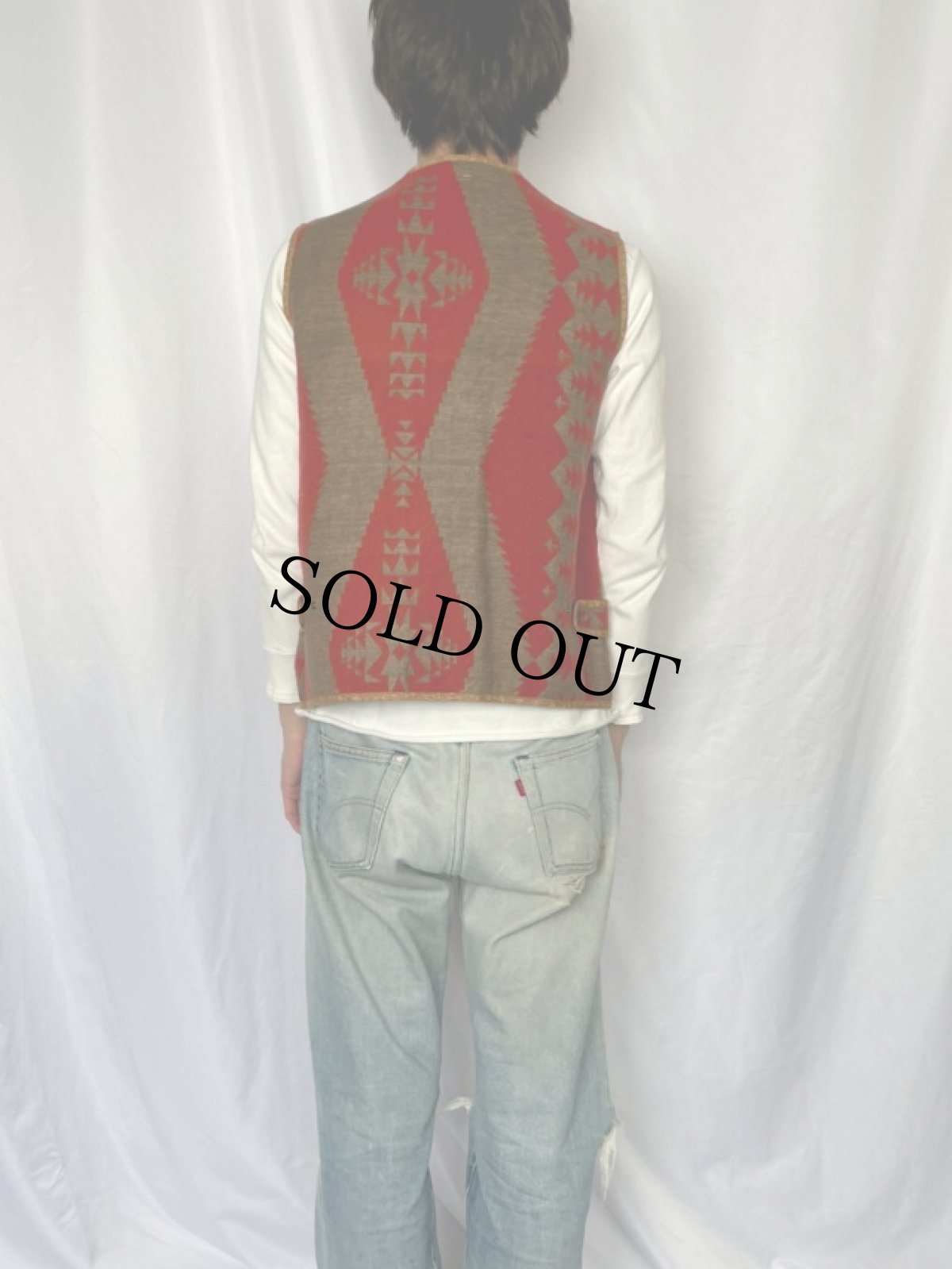 画像4: KAPITAL リネン×ウール ナバホブランケット ビーチベスト (4)