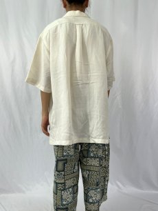 画像4: POLO Ralph Lauren リネン×シルク オープンカラーシャツ XL (4)