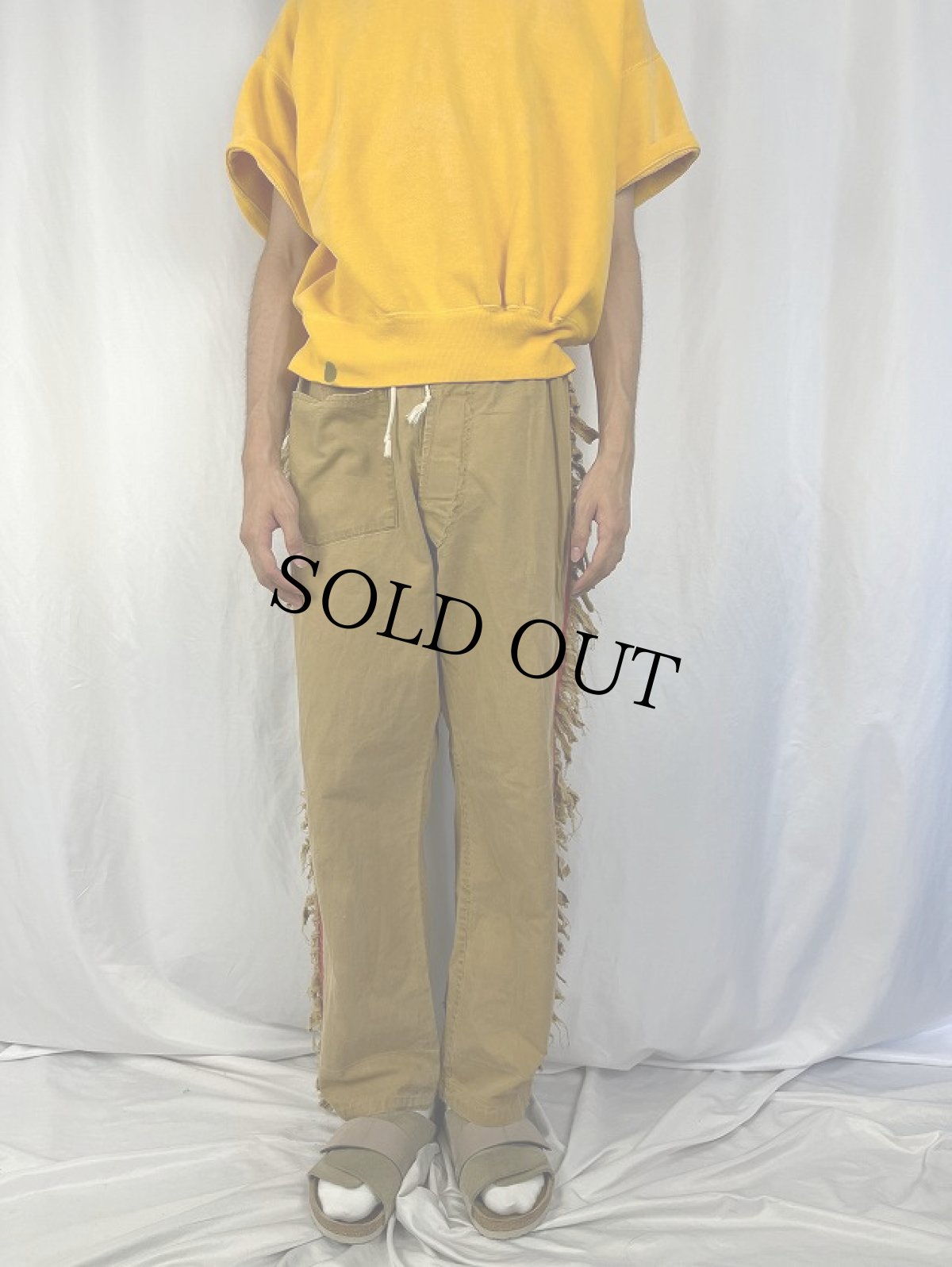 画像2: 【お客様お支払い処理中】60's フリンジサイドライン コットンツイルイージーパンツ (2)