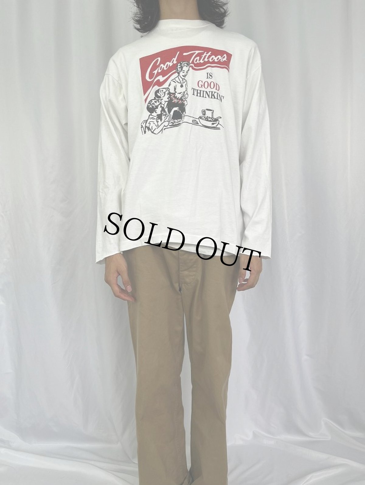 画像2: 90's USA製 "Good Tattoos IS GOOD THINKIN" プリントTシャツ XL (2)