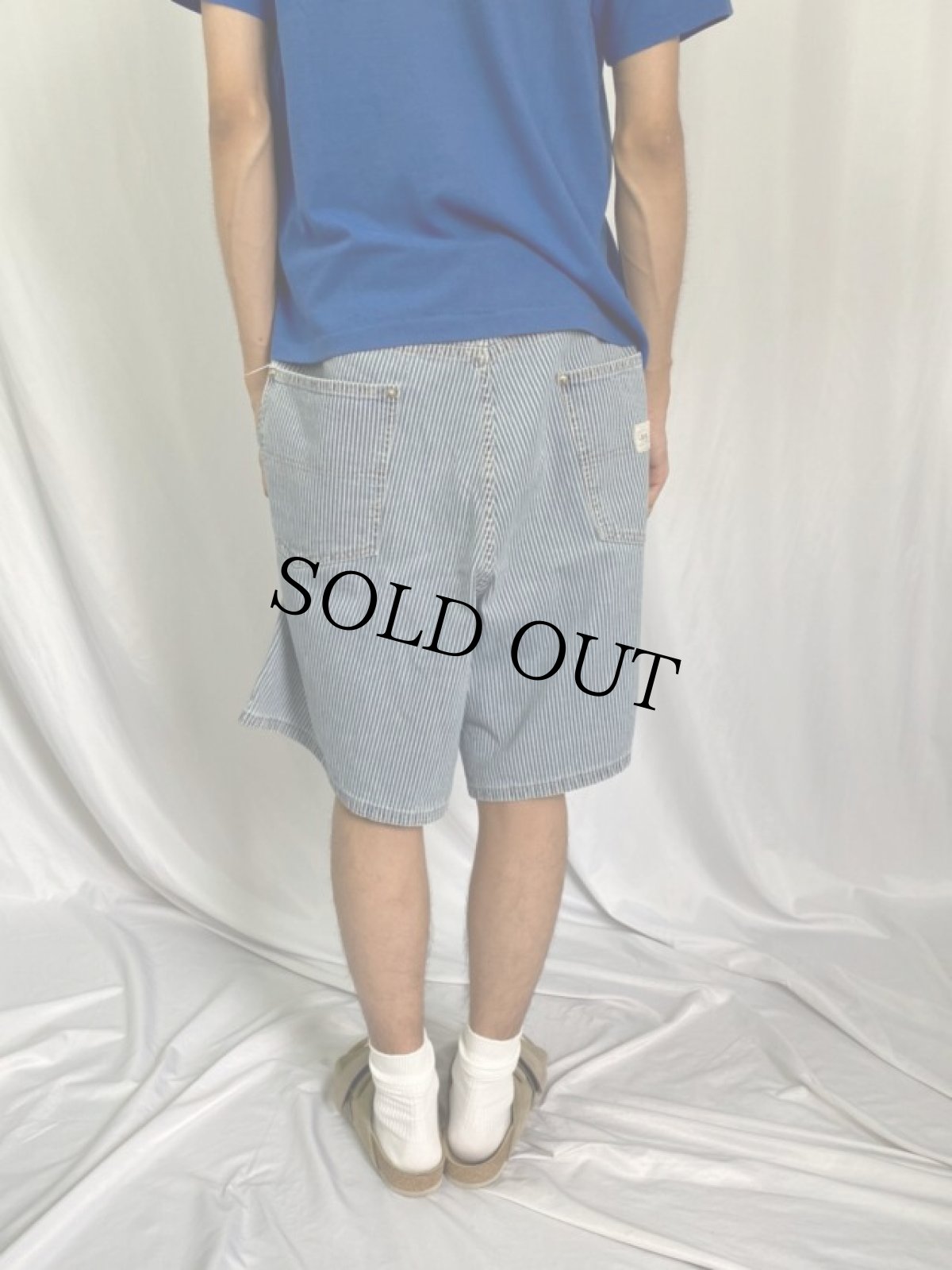 画像4: 90's Ralph Lauren RRL USA製 ヒッコリーストライプ柄 デニムペインターショーツ W35 (4)