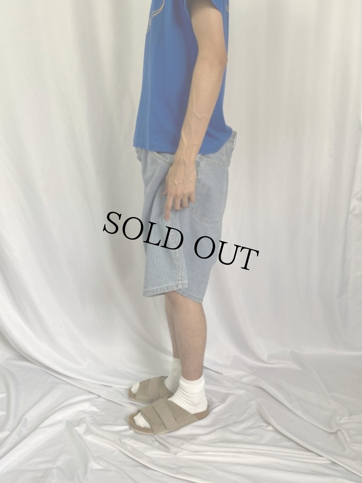 画像3: 90's Ralph Lauren RRL USA製 ヒッコリーストライプ柄 デニムペインターショーツ W35 (3)