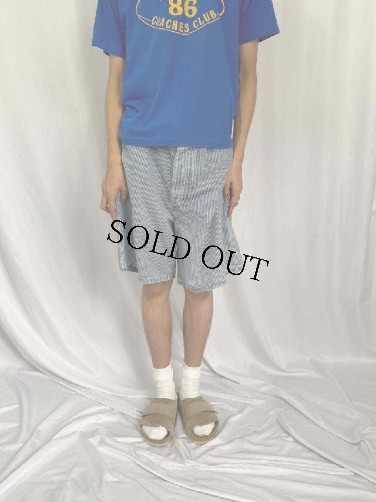 画像2: 90's Ralph Lauren RRL USA製 ヒッコリーストライプ柄 デニムペインターショーツ W35 (2)