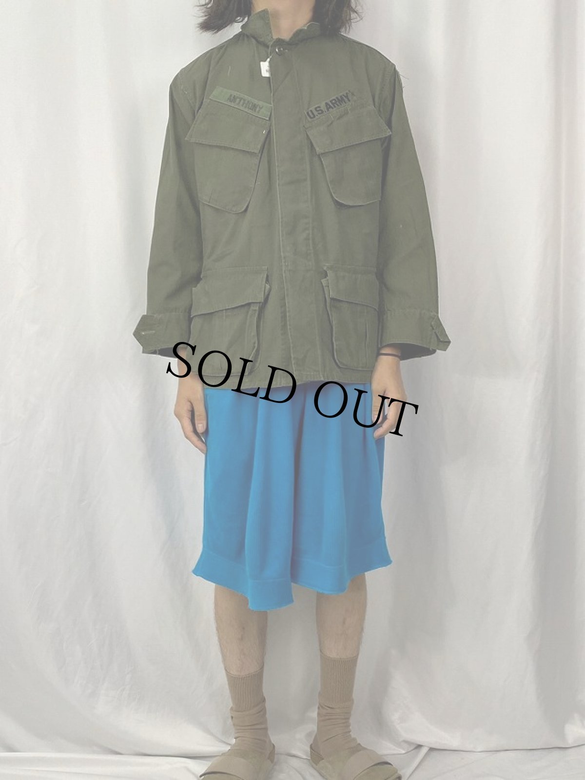 画像2: 60's U.S.ARMY ジャングルファティーグジャケット 4th ダブルステッチ SMALL SHORT (2)