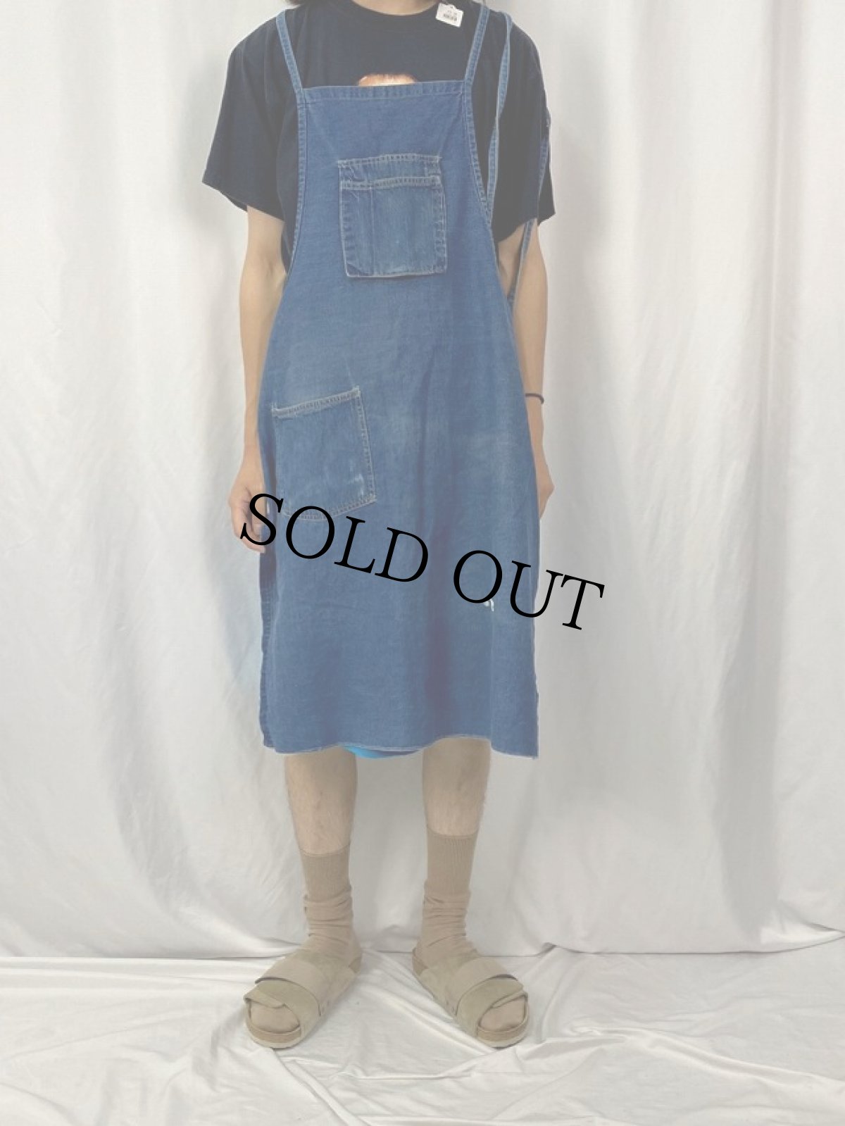 画像2: VINTAGE 耳付き デニムエプロン (2)