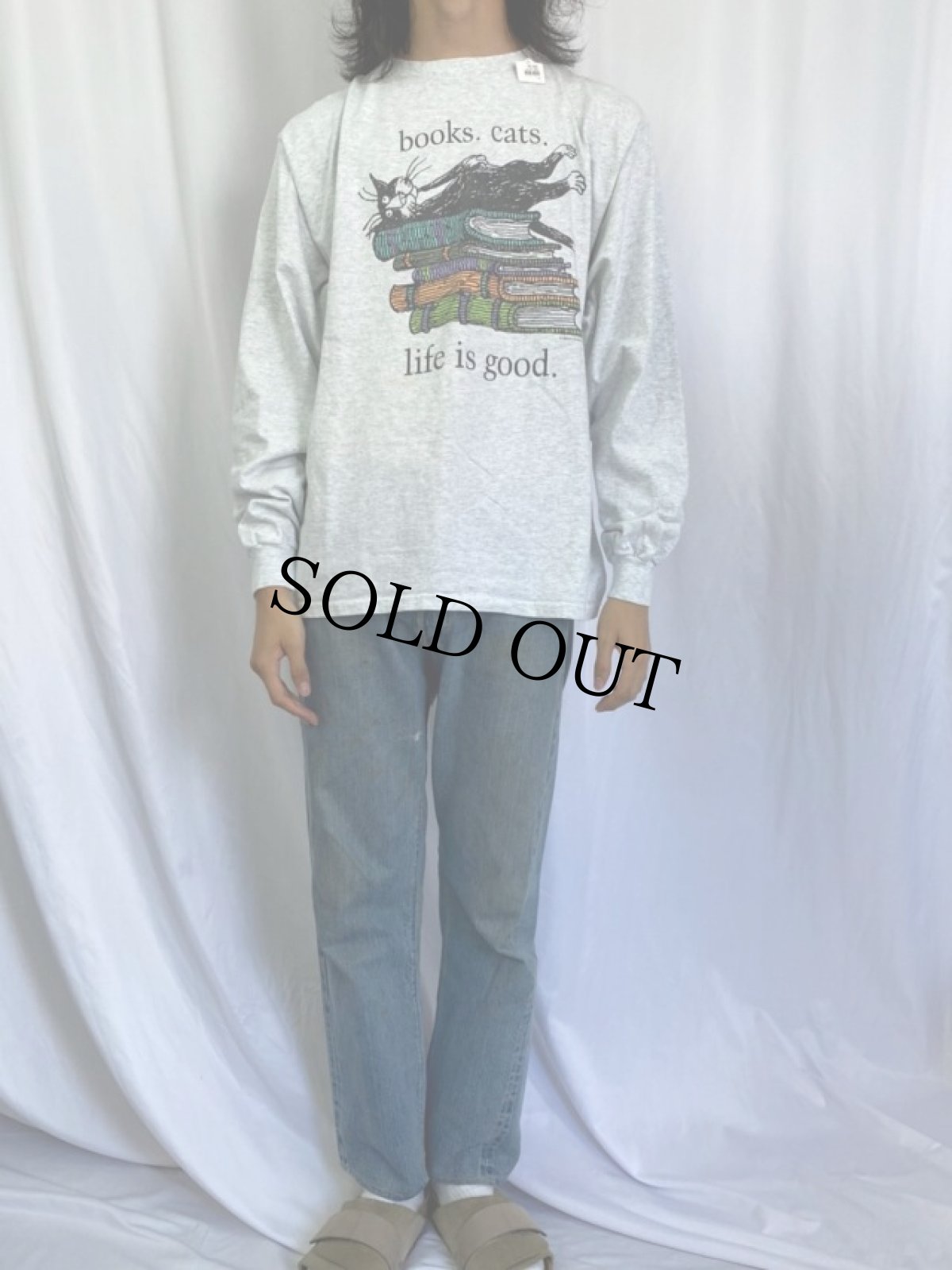 画像2: Edward Gorey "books.cats." 本×ねこプリントロンT XL (2)