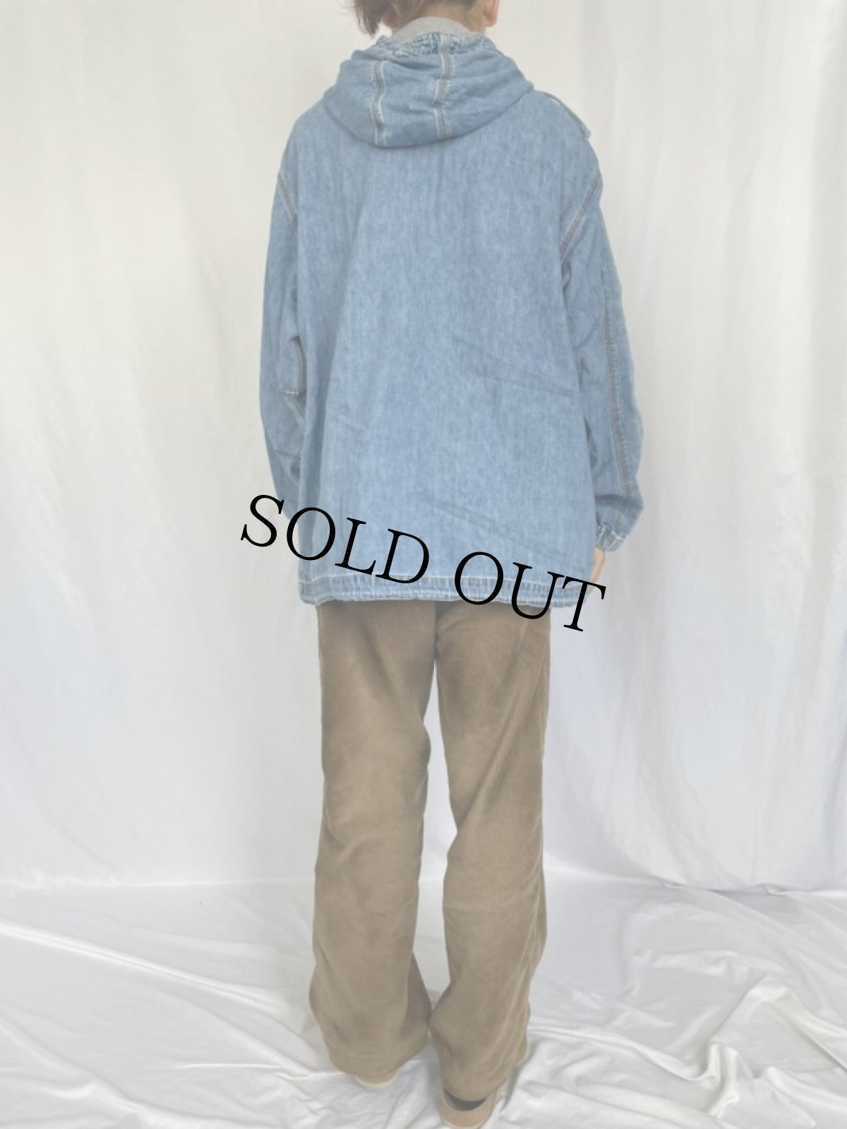 画像4: UNIONBAY ハーフジップ デニムパーカー L (4)