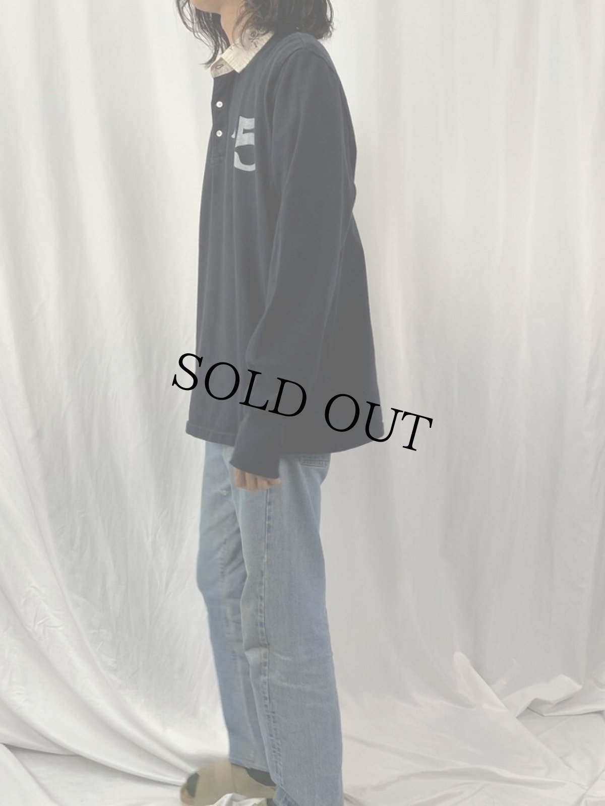 画像3: POLO Ralph Lauren "CLASSIC FIT" スカルワッペン 長袖ポロシャツ BLACK L (3)