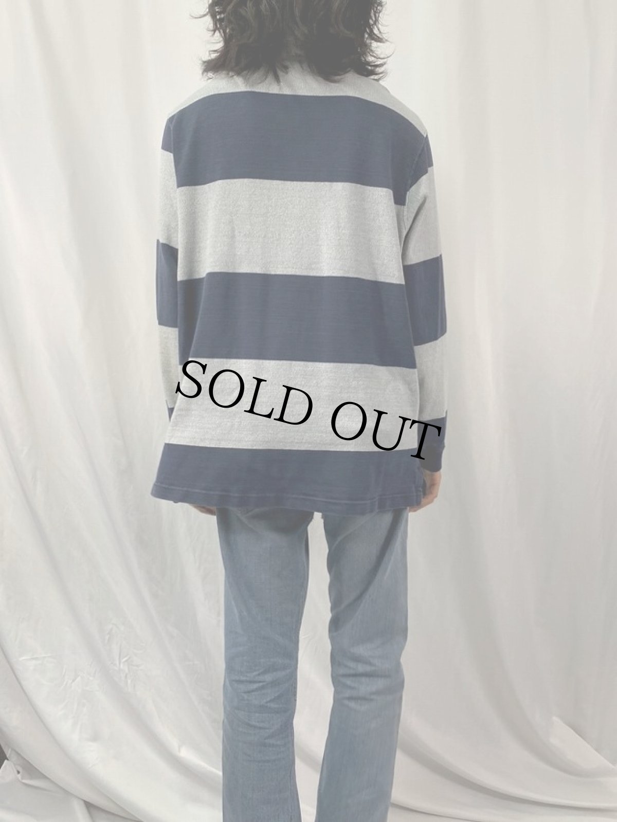 画像4: POLO Ralph Lauren ボーダー柄 ラガーシャツ L (4)