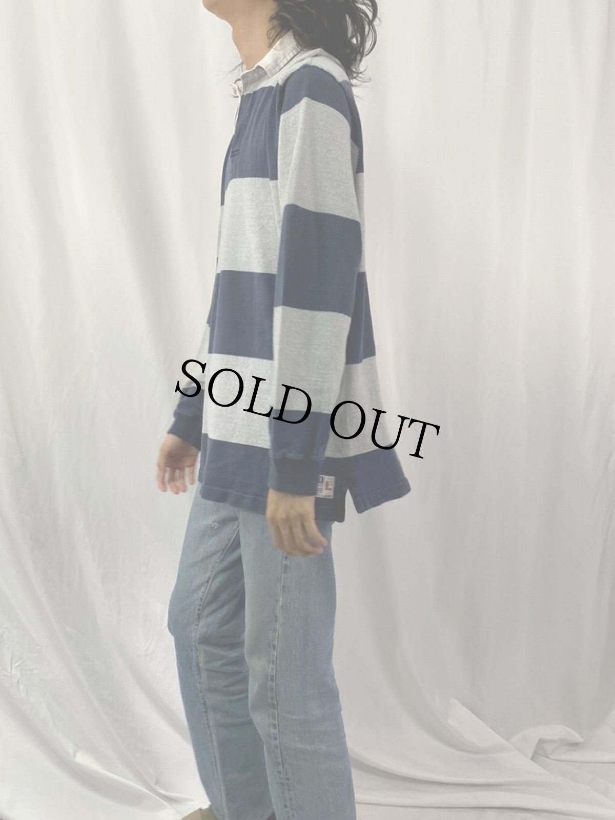画像3: POLO Ralph Lauren ボーダー柄 ラガーシャツ L (3)