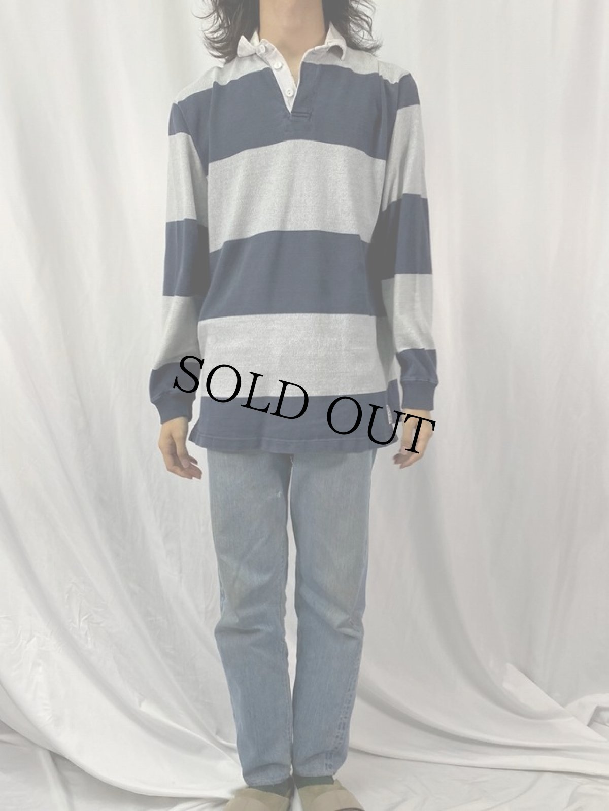 画像2: POLO Ralph Lauren ボーダー柄 ラガーシャツ L (2)