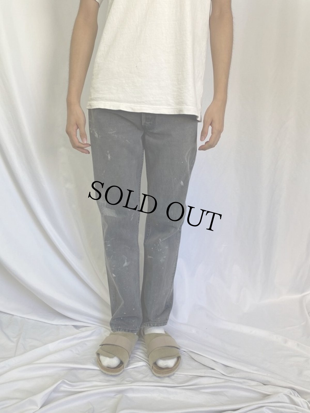 画像2: 80's Levi's 501 USA製 ペイント ブラックデニムパンツ W30 (2)