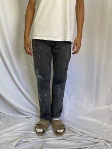 画像2: 80's Levi's 501 USA製 ペイント ブラックデニムパンツ W30 (2)