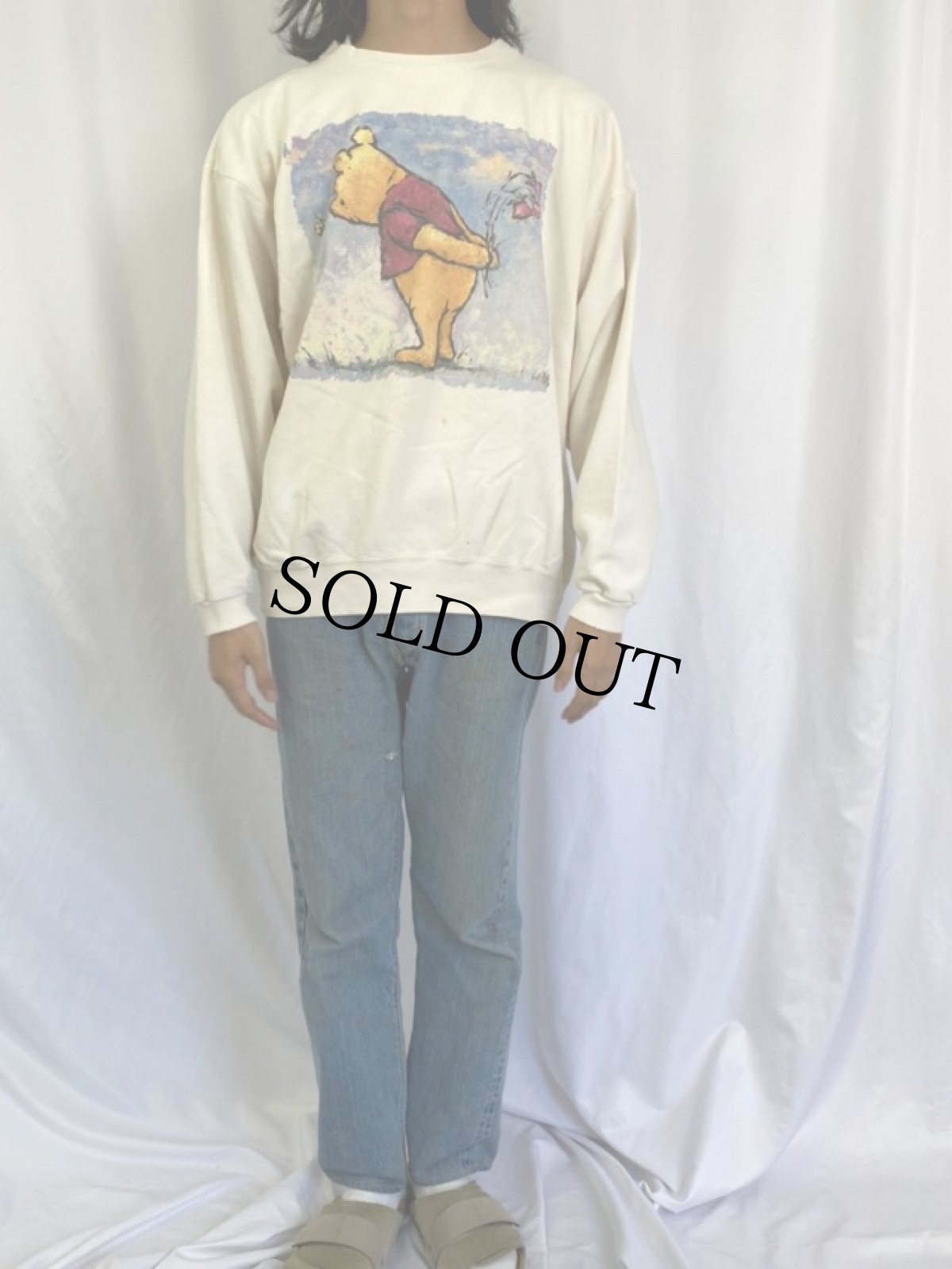 画像2: 90's Disney くまのプーさん USA製 キャラクタープリントスウェット XL (2)