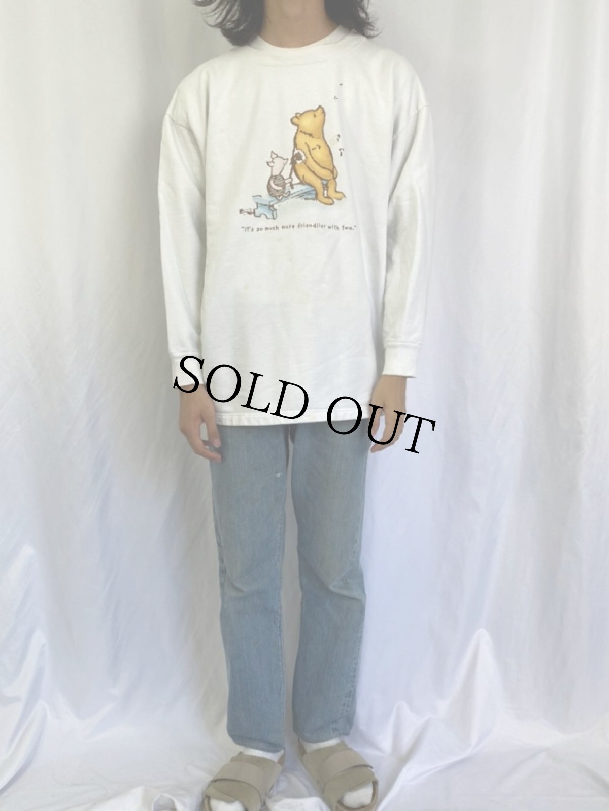 画像2: 90's Disney くまのプーさん USA製 キャラクタープリントスウェット M (2)