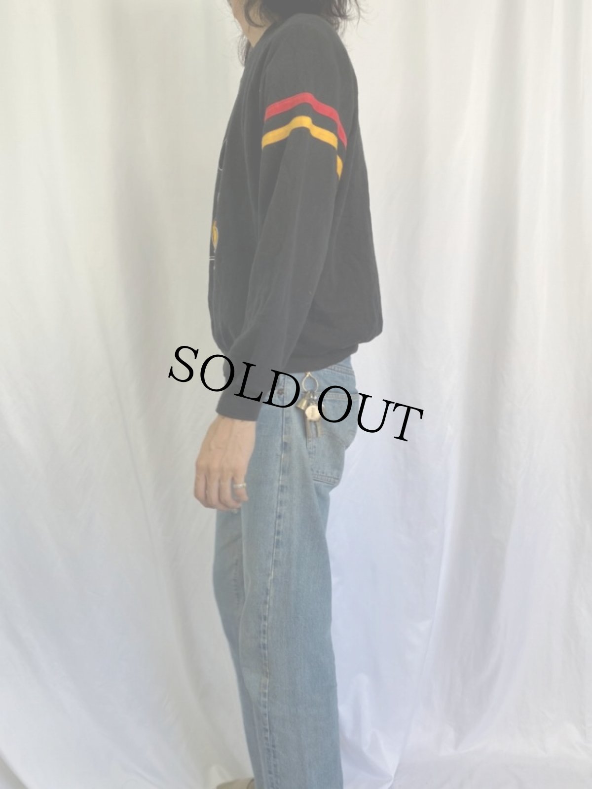 画像3: 80〜90's DISNEY MICKEY MOUSE フロッキープリントスウェット L (3)