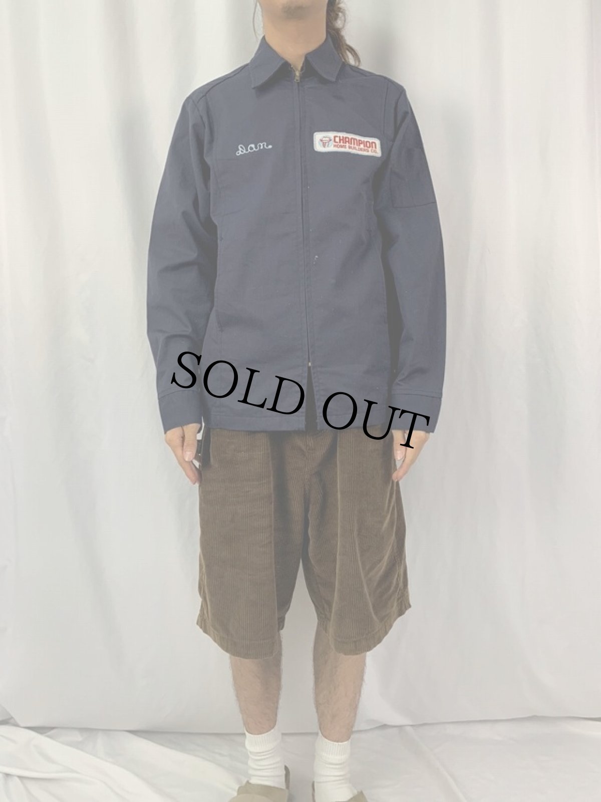 画像2: 60〜70's Unitag USA製 "CHAMPION HOMES" チェーン刺繍ジップワークジャケット M (2)