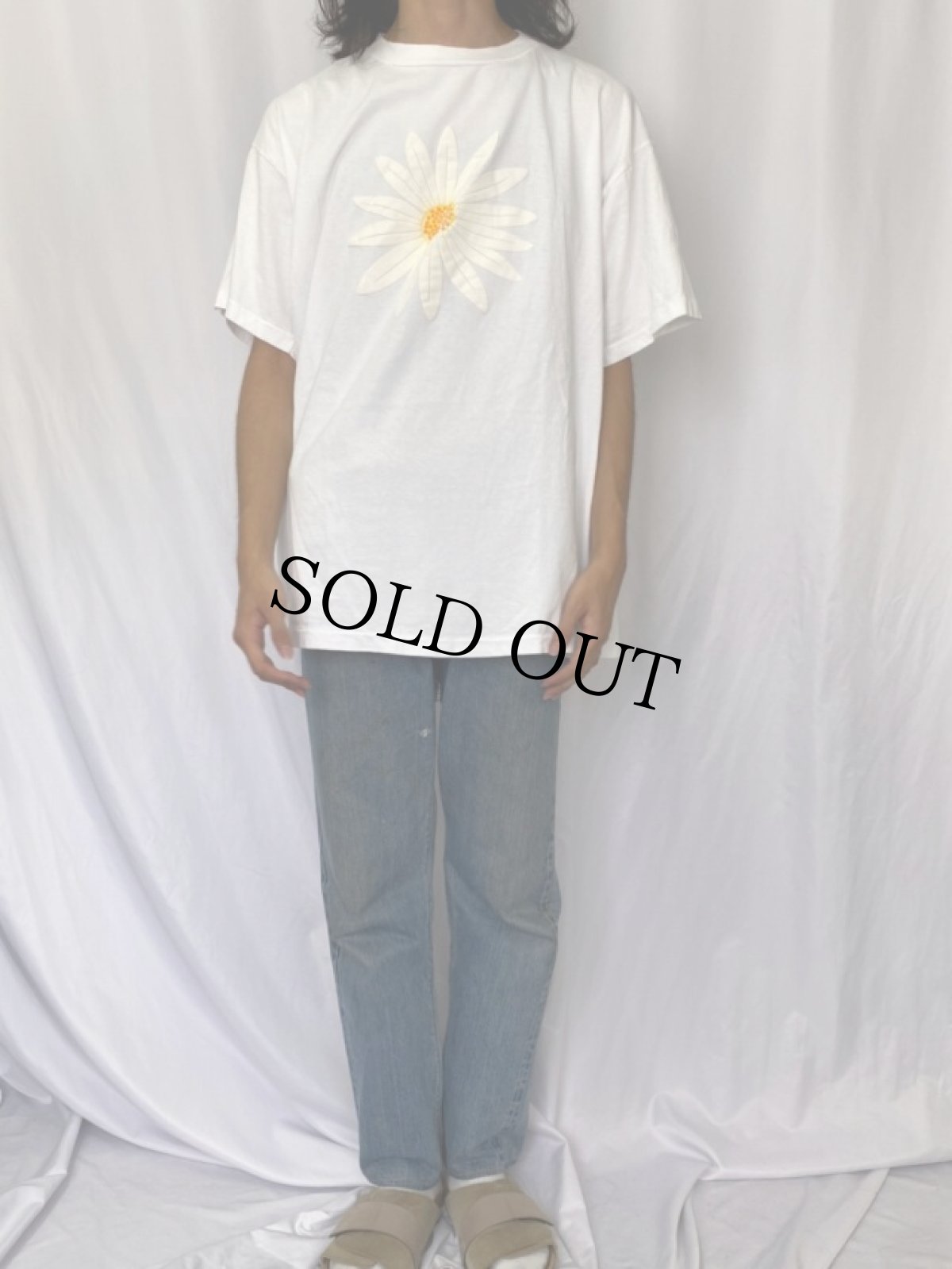 画像2: 90's フラワー 発泡プリントTシャツ (2)