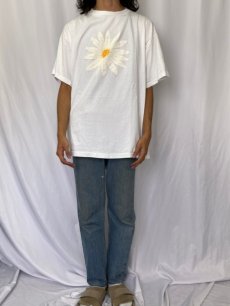 画像2: 90's フラワー 発泡プリントTシャツ (2)