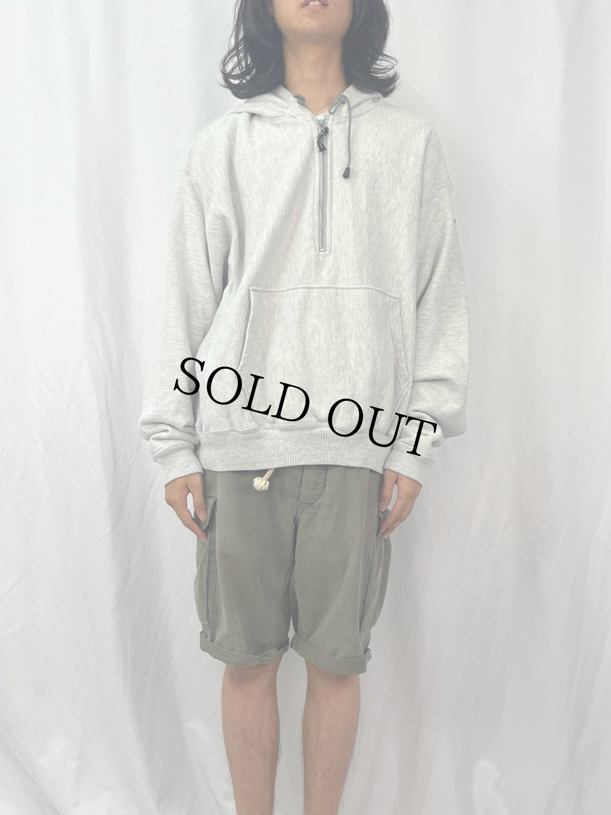 画像2: 90's Champion USA製 ハーフジップ スウェットフーディー XL (2)