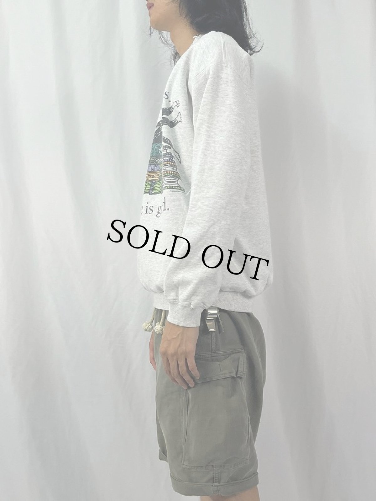 画像3: 90's Edward Gorey "books.cats." 本×ねこプリントスウェット M (3)