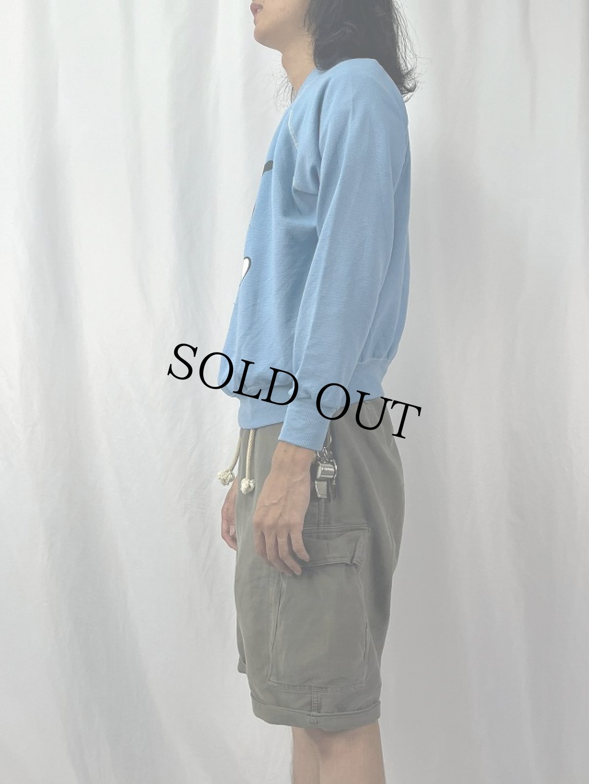 画像3: 80〜90's Disney MICKEY MOUSE キャラクタープリント ラグランスウェット L (3)