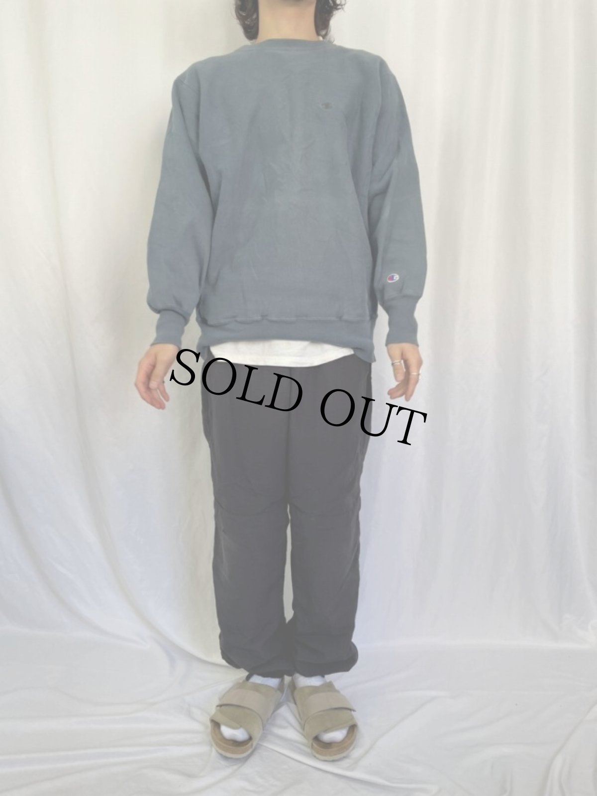 画像2: 90's Champion REVERSE WEAVE ロゴ刺繍 スウェット L (2)