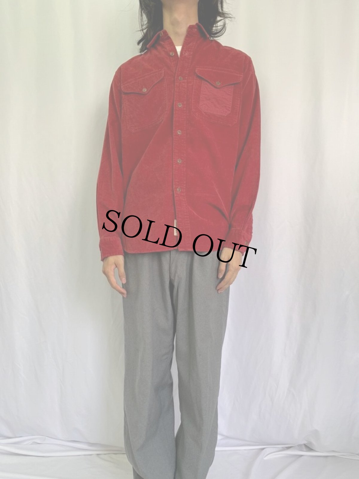 画像2: POLO Ralph Lauren エルボーパッチ付き コーデュロイシャツ M (2)