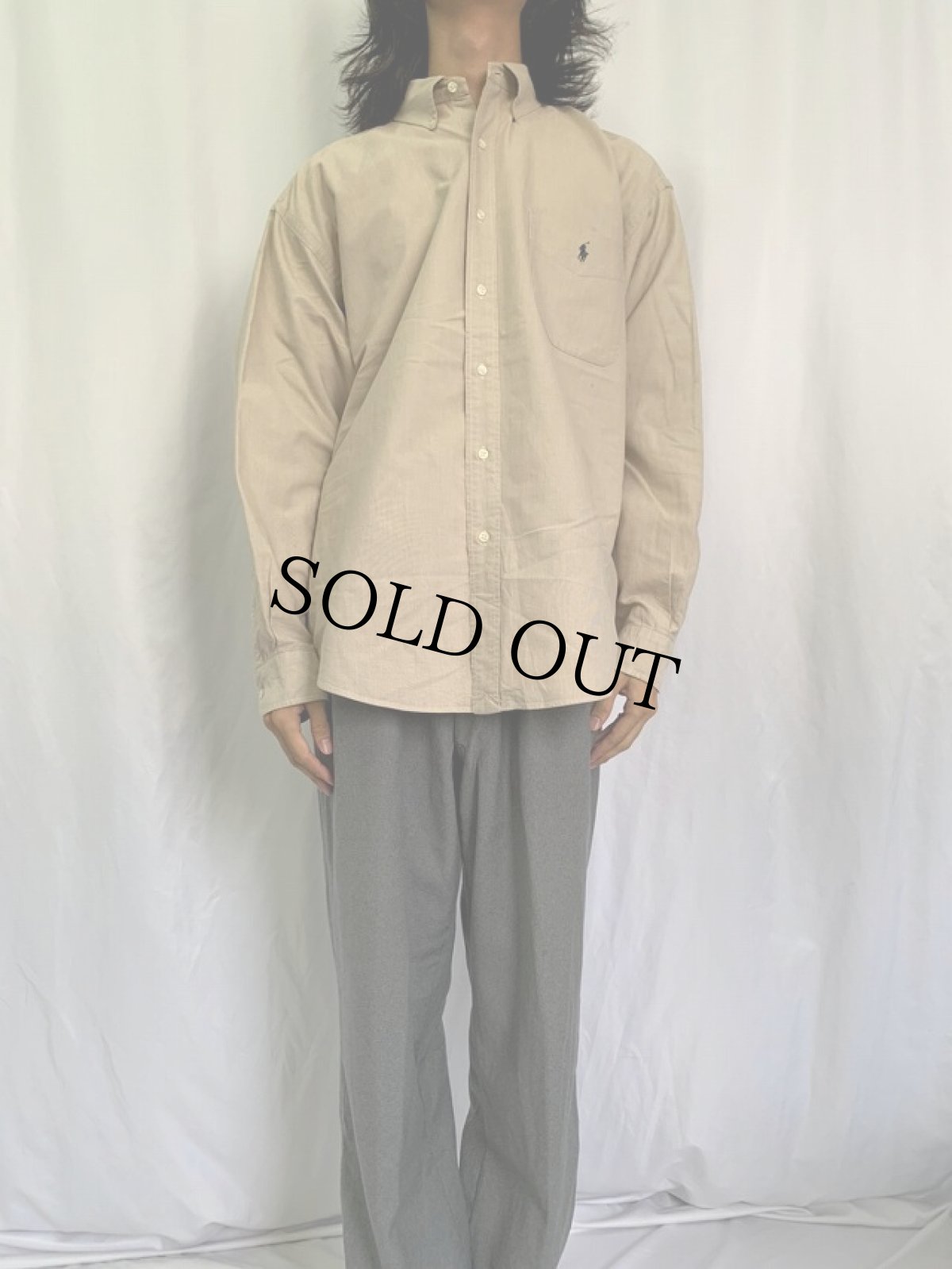 画像2: Ralph Lauren "BIG SHIRT" コットンボタンダウンシャツ L (2)