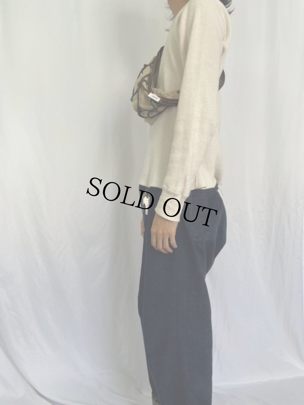 画像3: KAPITAL レザー ネット編みデザイン スナフキンバッグ (3)