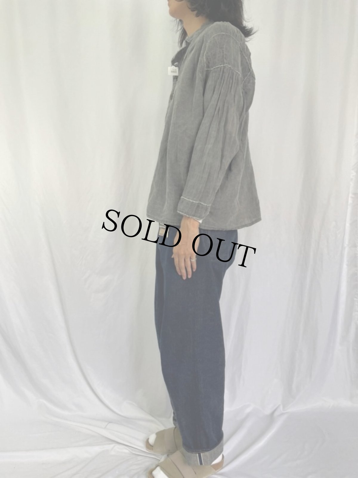 画像3: 襤褸加工 ギャザーデザイン プルオーバーリネンシャツ (3)