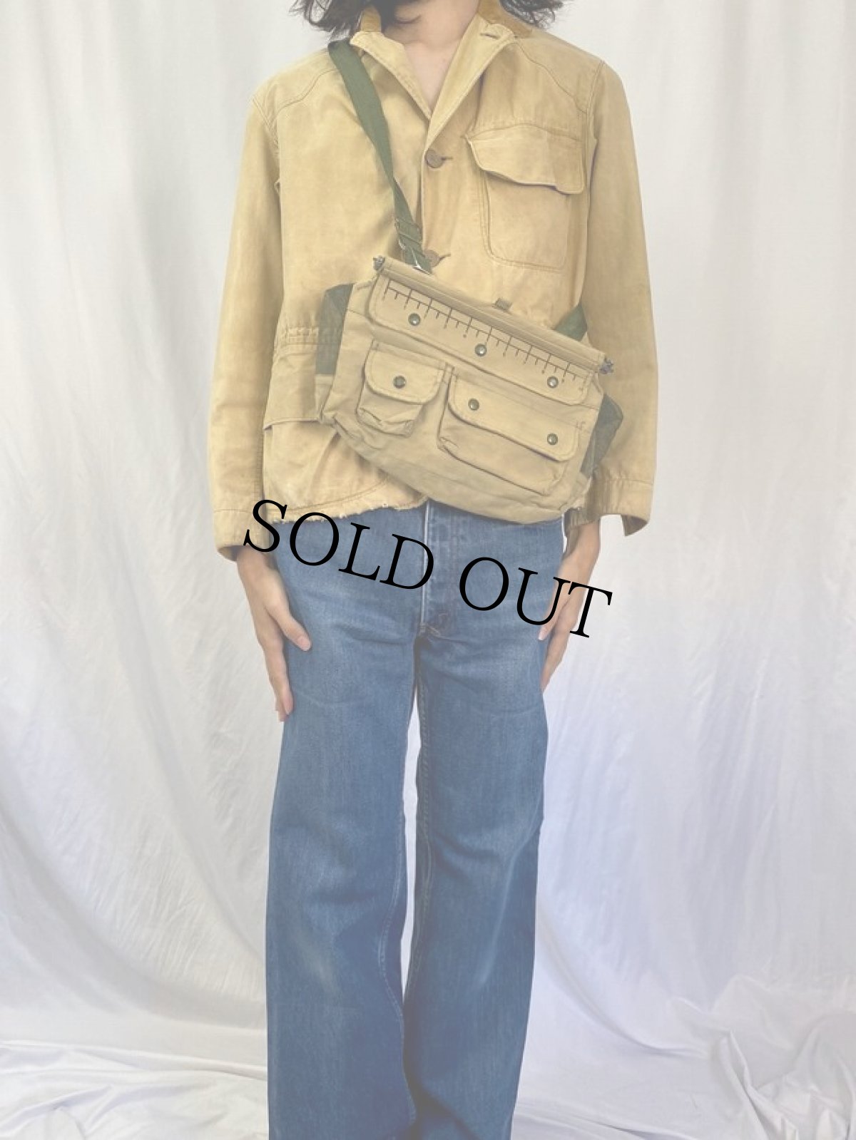 画像2: 60〜70's キャンバス フィッシングバッグ (2)