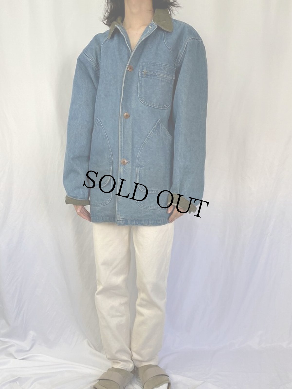 画像2: 70〜80's L.L.Bean USA製 ブランケットライナー デニムハンティングジャケット L (2)