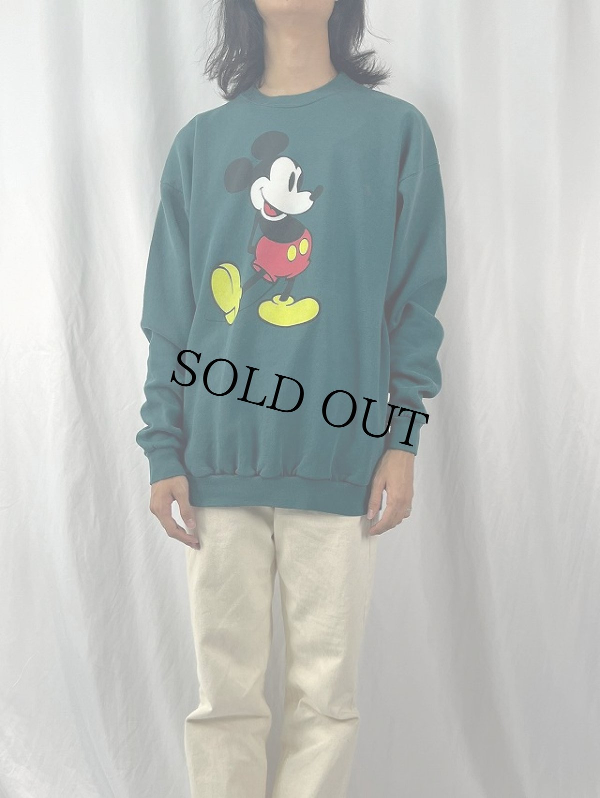 画像2: 90's Disney MICKEY MOUSE USA製 キャラクタープリントスウェット (2)