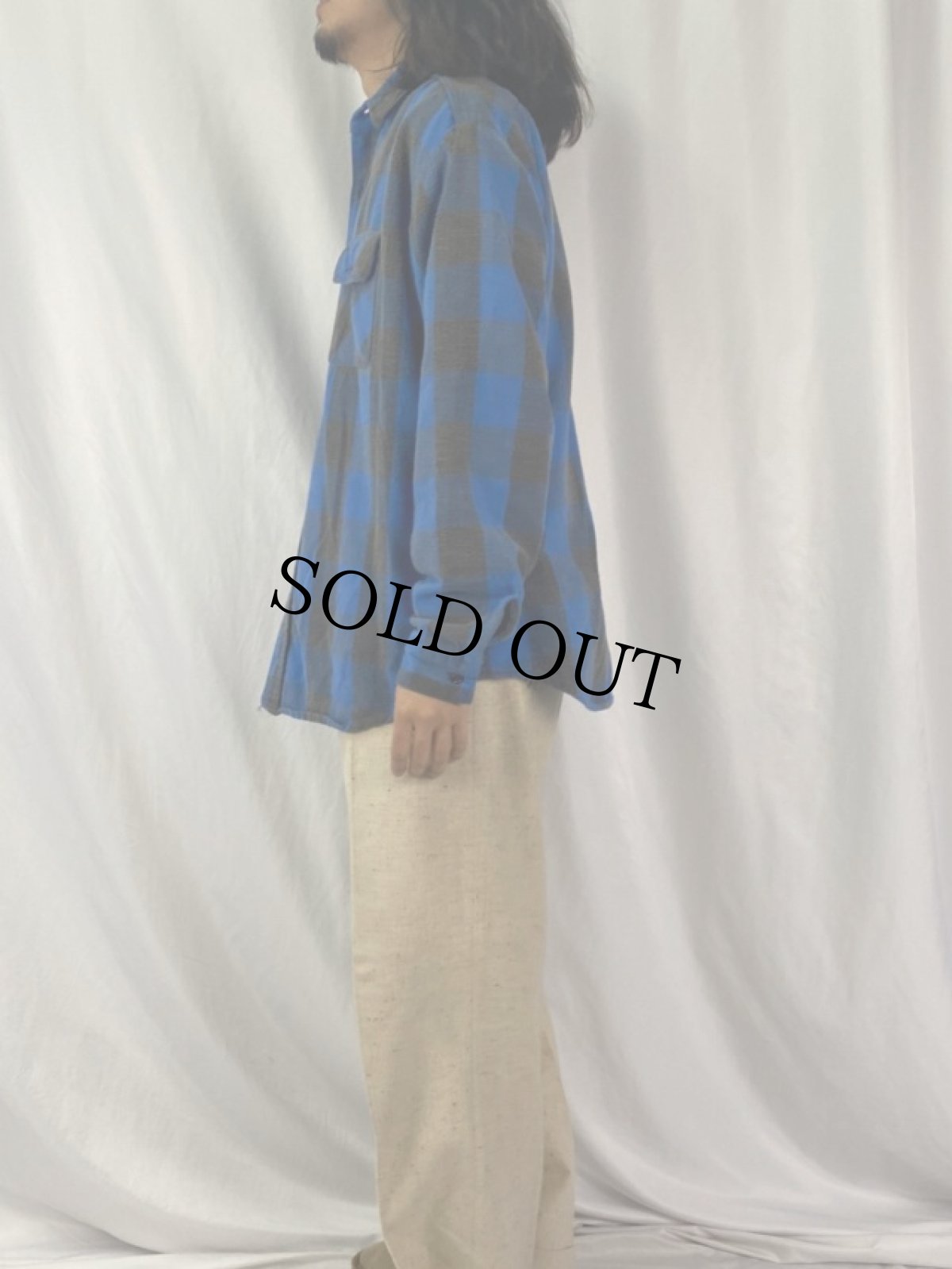 画像3: 70〜80's FIVE BROTHER USA製 ブロックチェック柄 ヘビーネルシャツ XL (3)