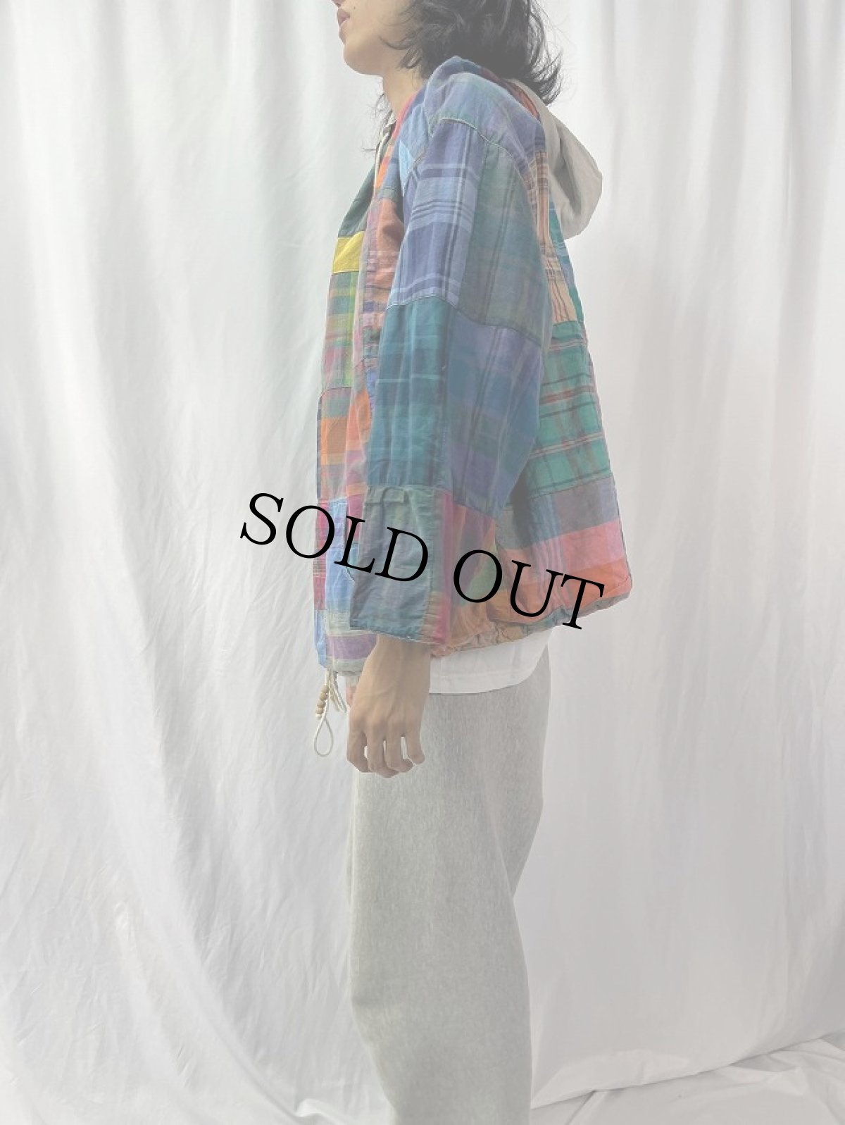 画像3: マドラスチェック柄 クレイジーパターン アノラックパーカー (3)