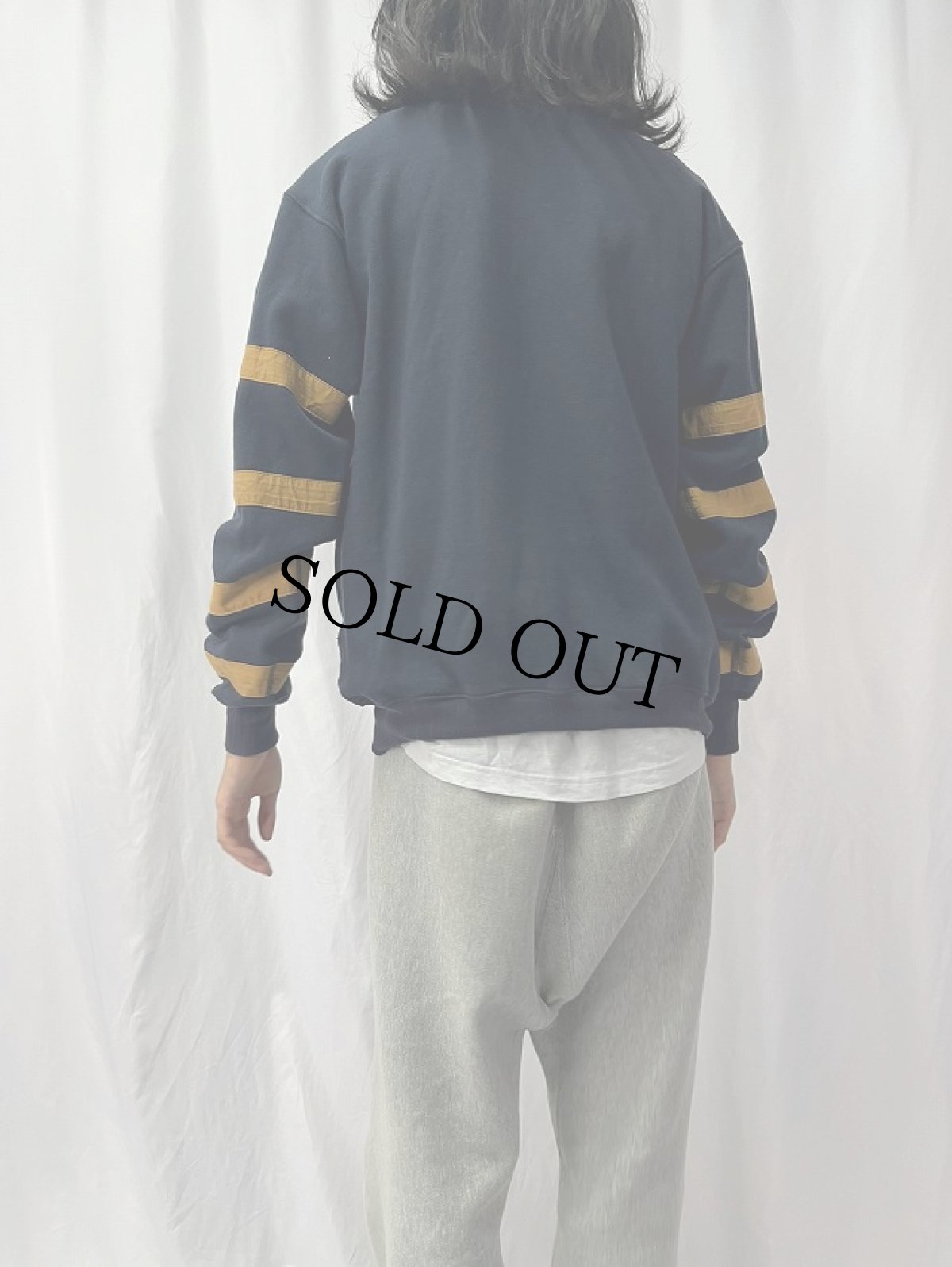 画像4: KAPITAL 袖ボーダー アンカー刺繍 両Vスウェット M (4)