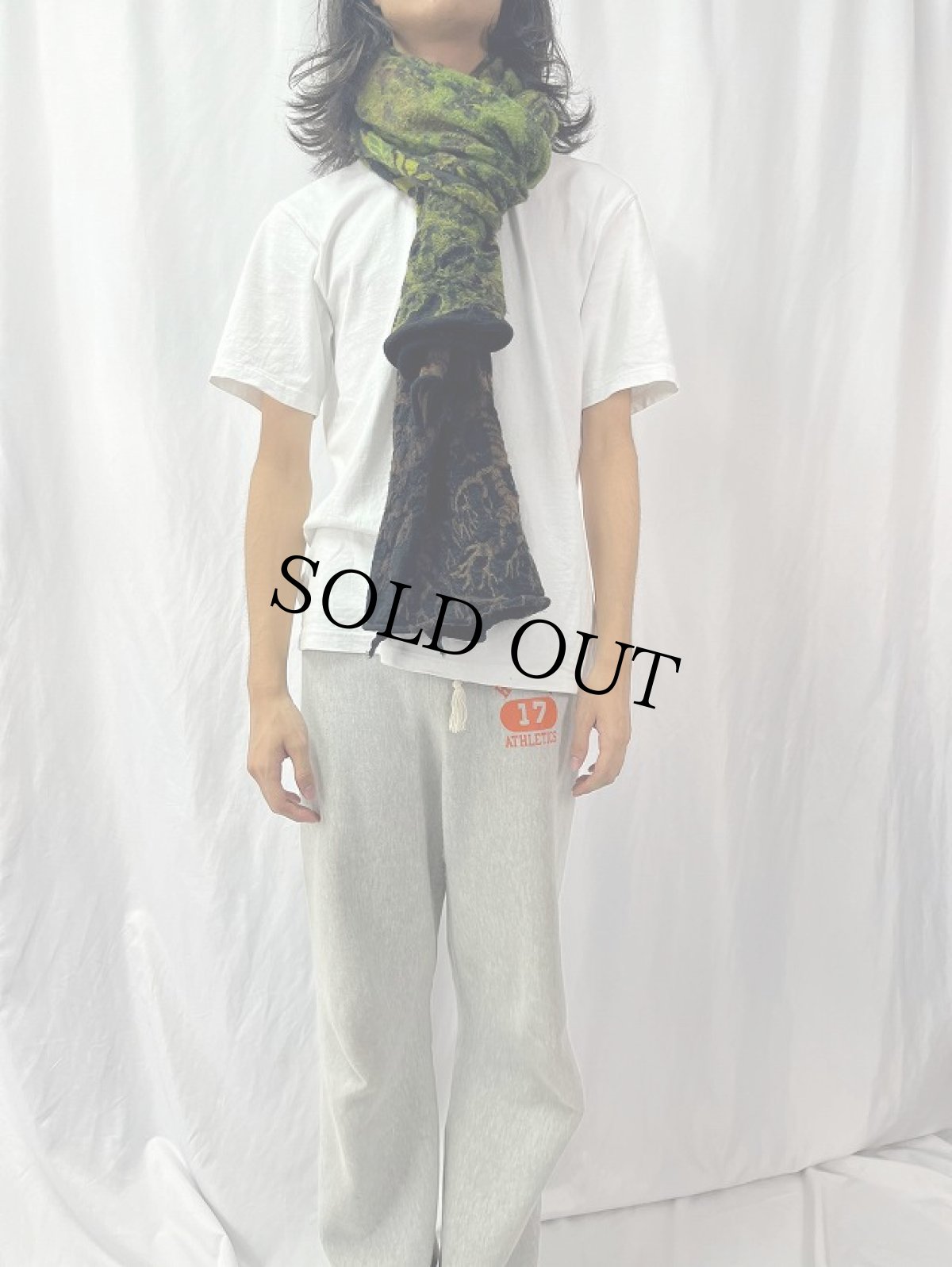 画像2: KAPITAL 木柄 縮絨ウールストール (2)