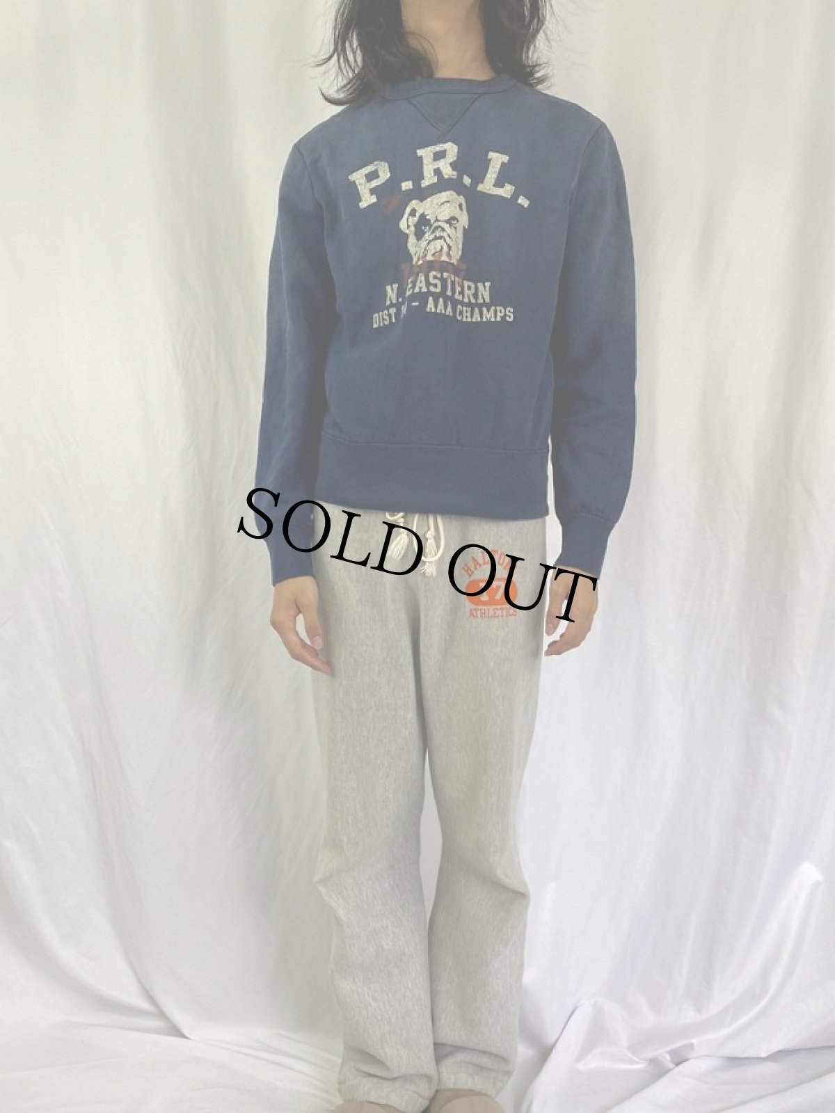 画像2: POLO Ralph Lauren "P.R.L...." 前V フロッキープリントスウェット M (2)